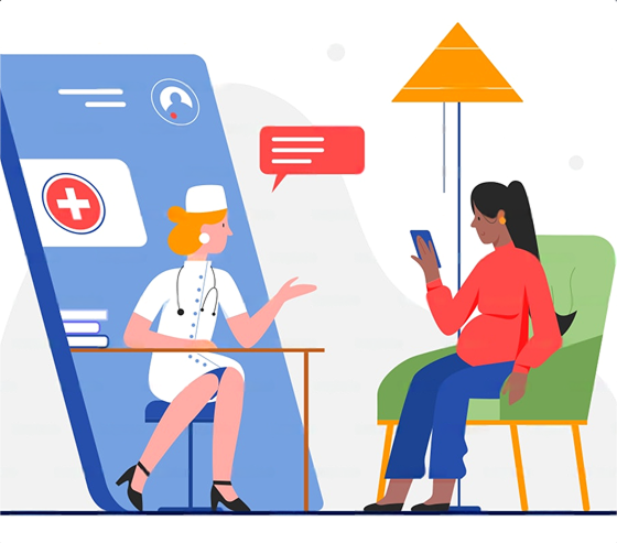 Doctor consulting a patient via technology